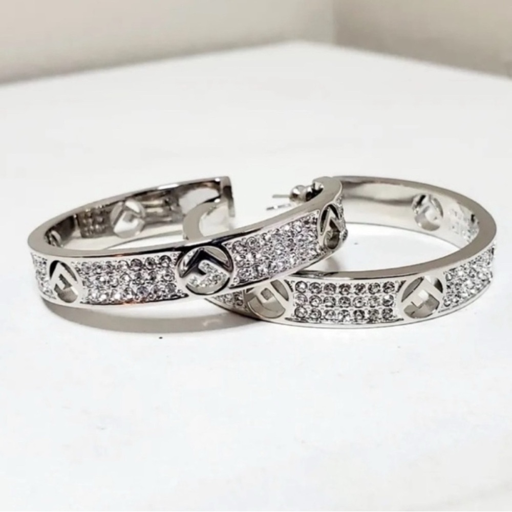 Designer inspired Elegant Silver Hoop Earrings